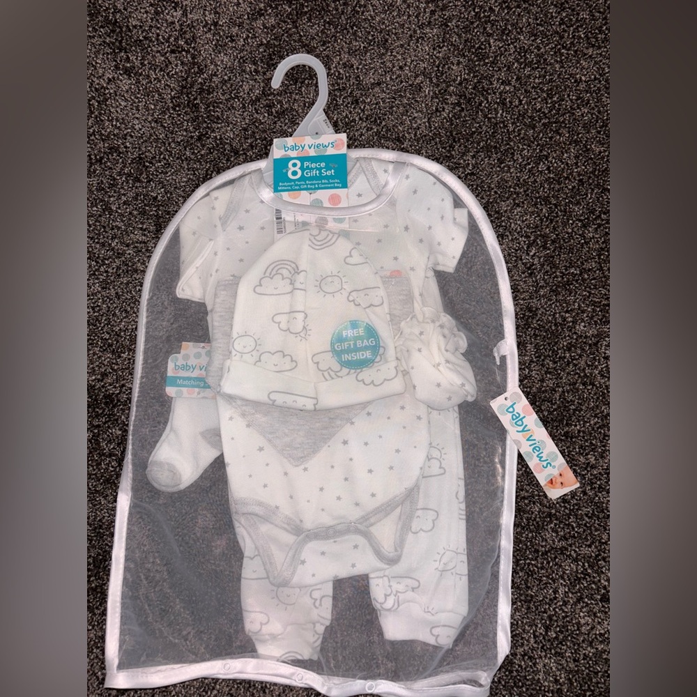 White Cloud Print Kids Matching Set